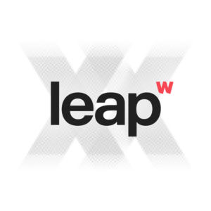 Leap logo overlayed on two X's.