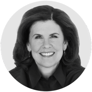 Black and white circular photo of Suzanne Nora Johnson